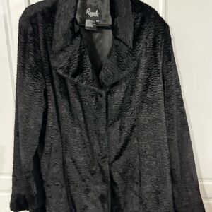 Women's Regal Fur Faux Lambswool Black Coat